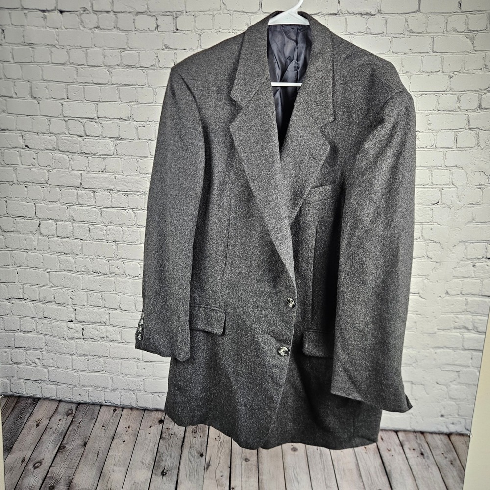 Hickey Freeman Boardroom 100% Camel Hair Sport Coat Gray Blazer 44L